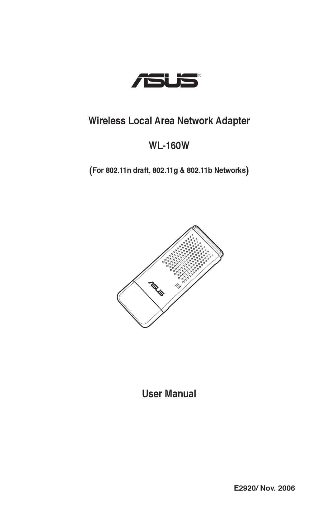 Asus user manual Wireless Local Area Network Adapter WL-160W 