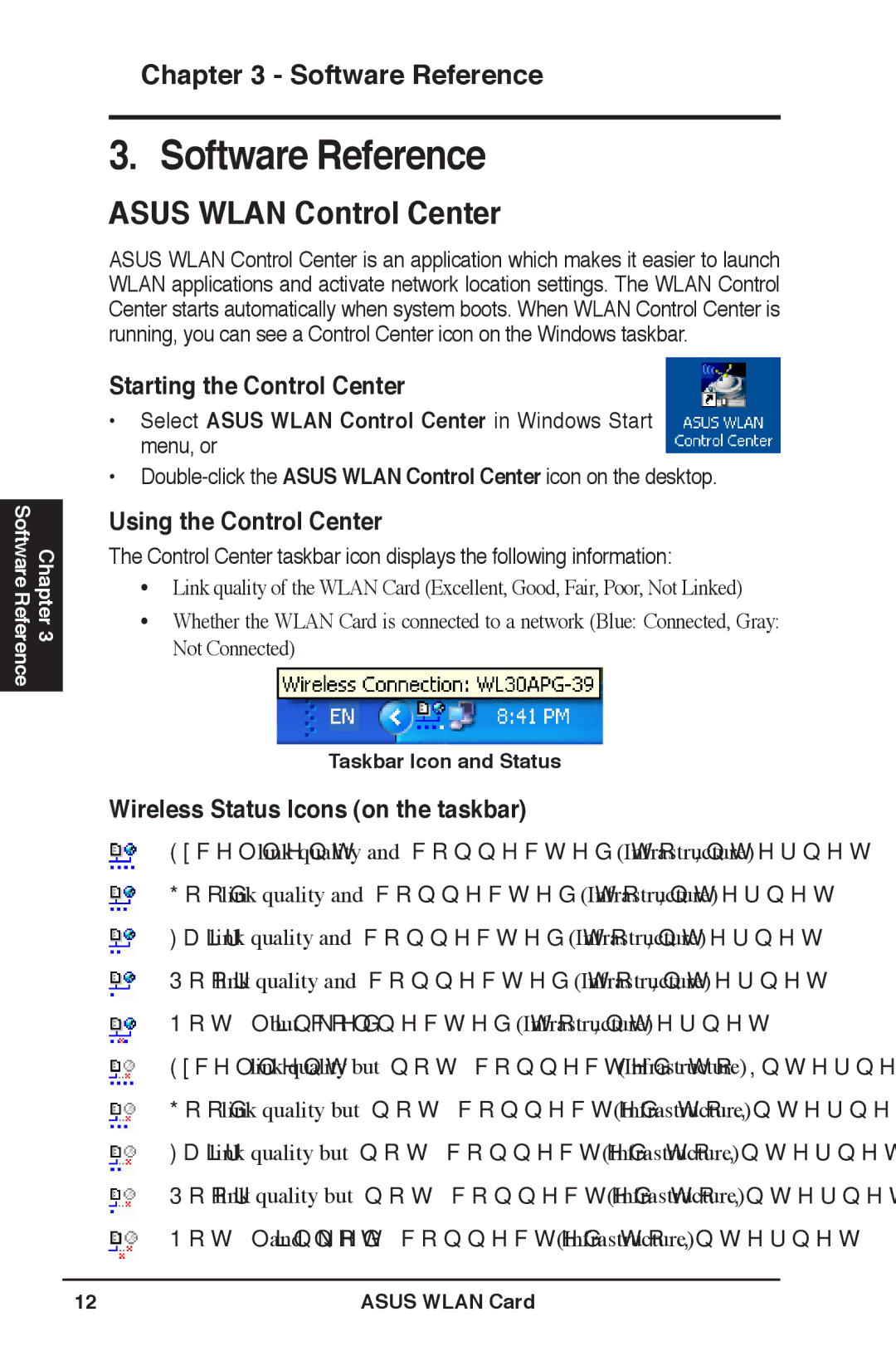 Asus WL-169gE Software Reference, Asus Wlan Control Center, Starting the Control Center, Using the Control Center 