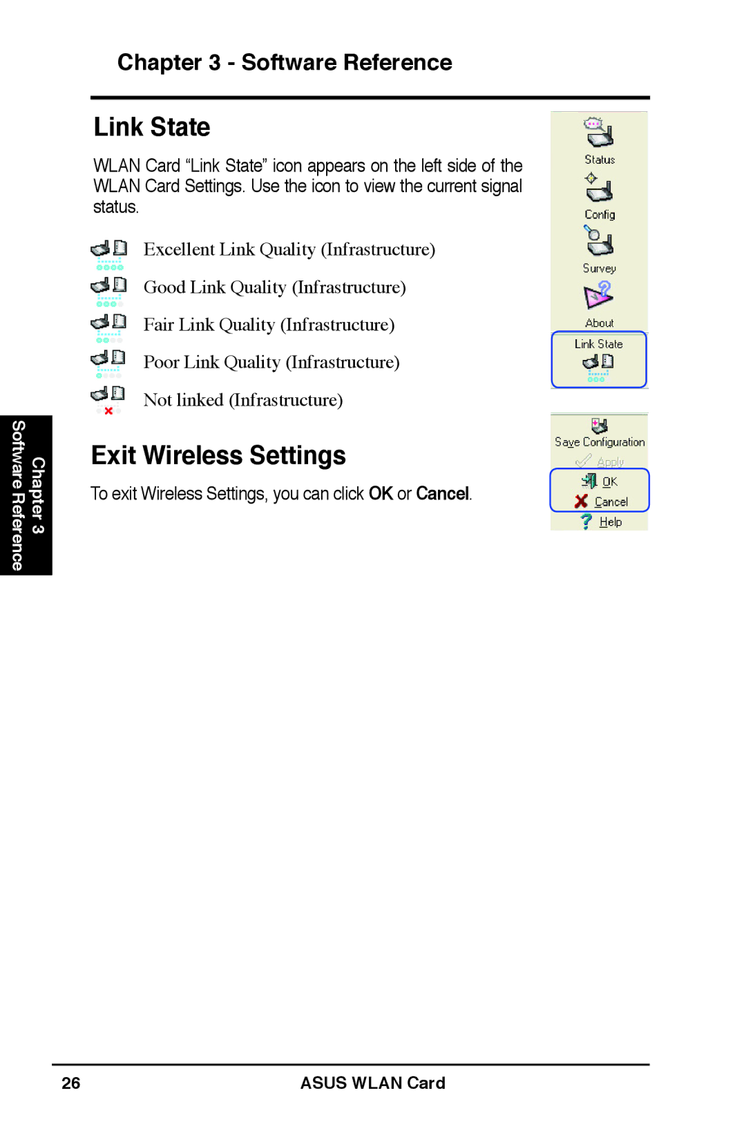 Asus WL-169gE user manual Link State, Exit Wireless Settings 