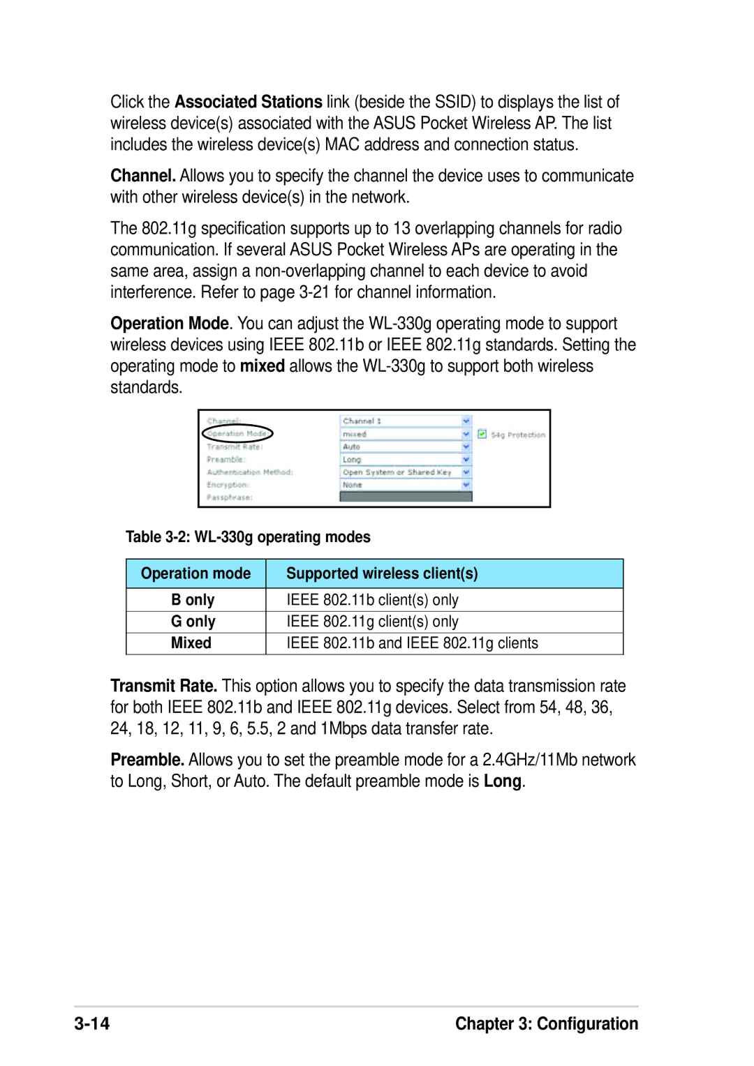 Asus WL-330G manual Configuration 