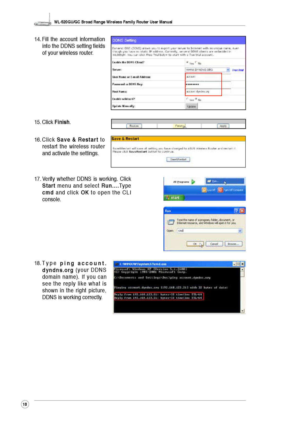 Asus WL-520GC, WL-520GU user manual Dyndns.org Your Ddns 