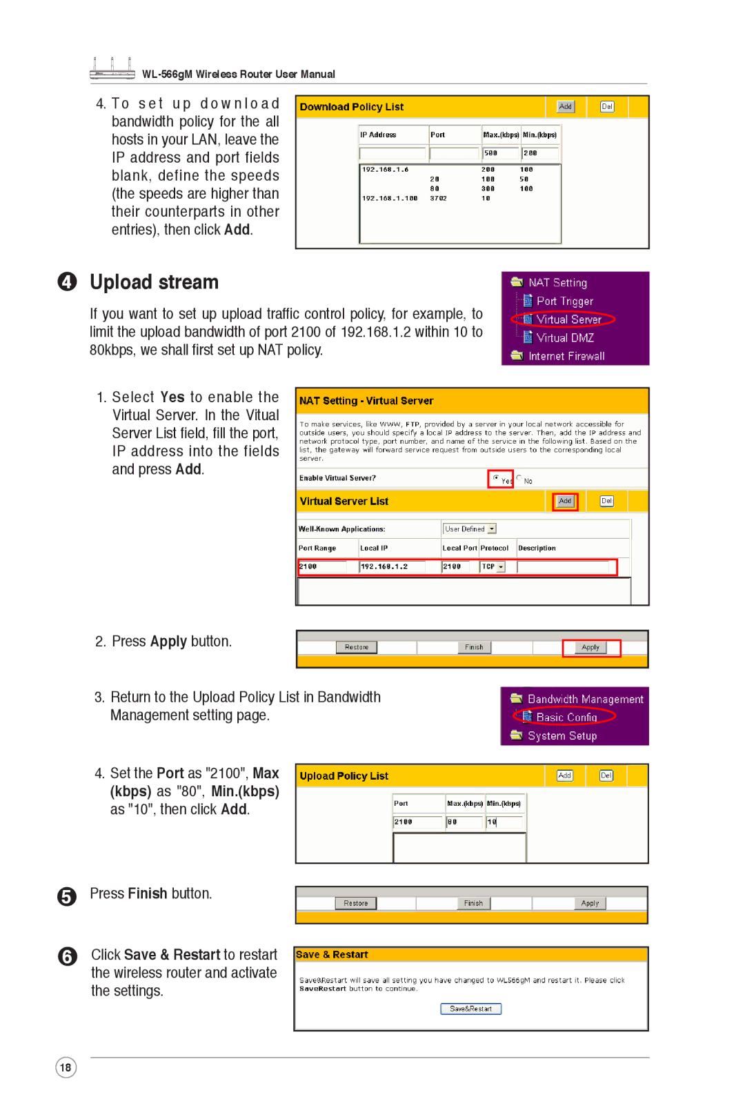 Asus WL-566gM user manual Upload stream 