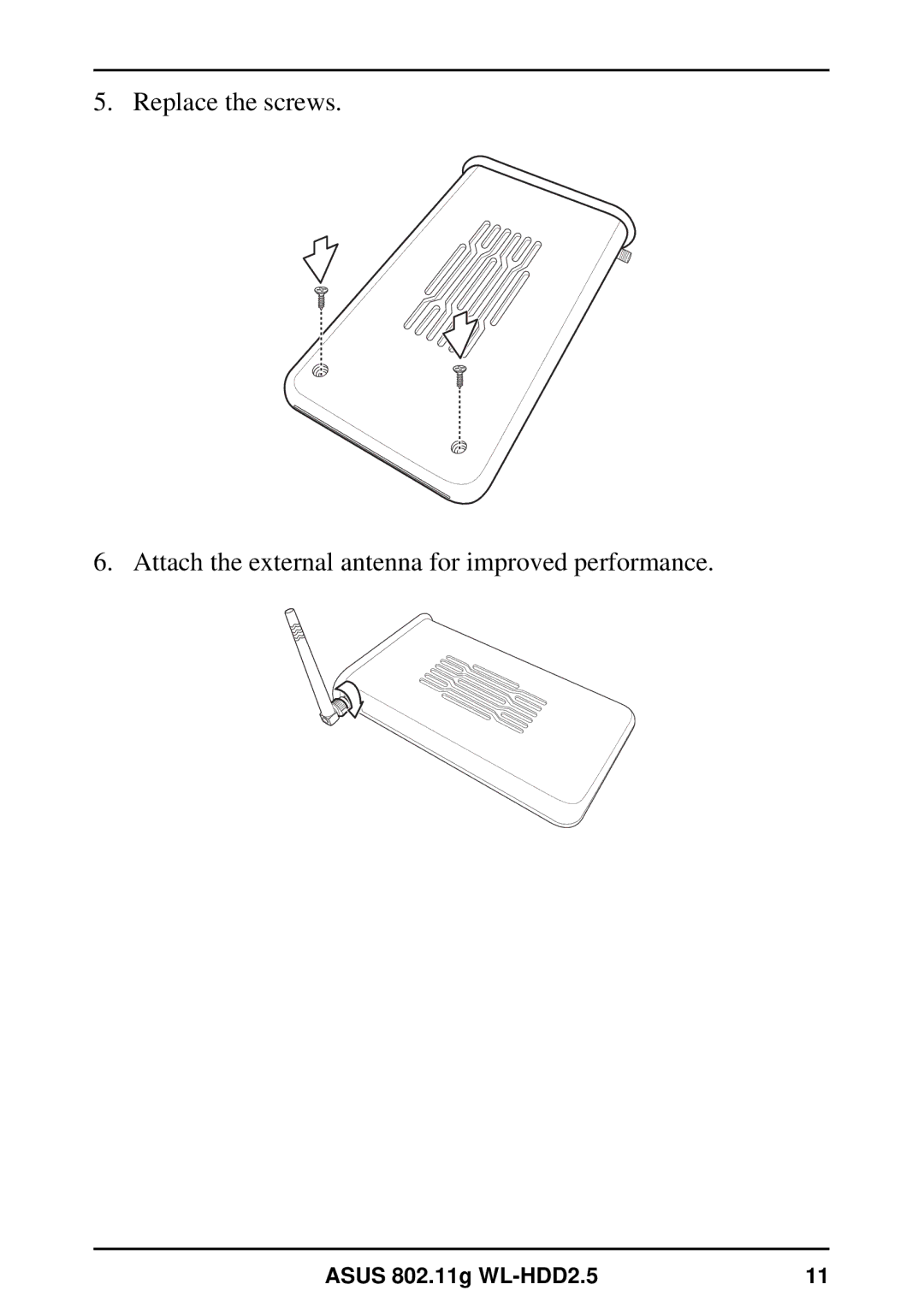 Asus user manual Asus 802.11g WL-HDD2.5 