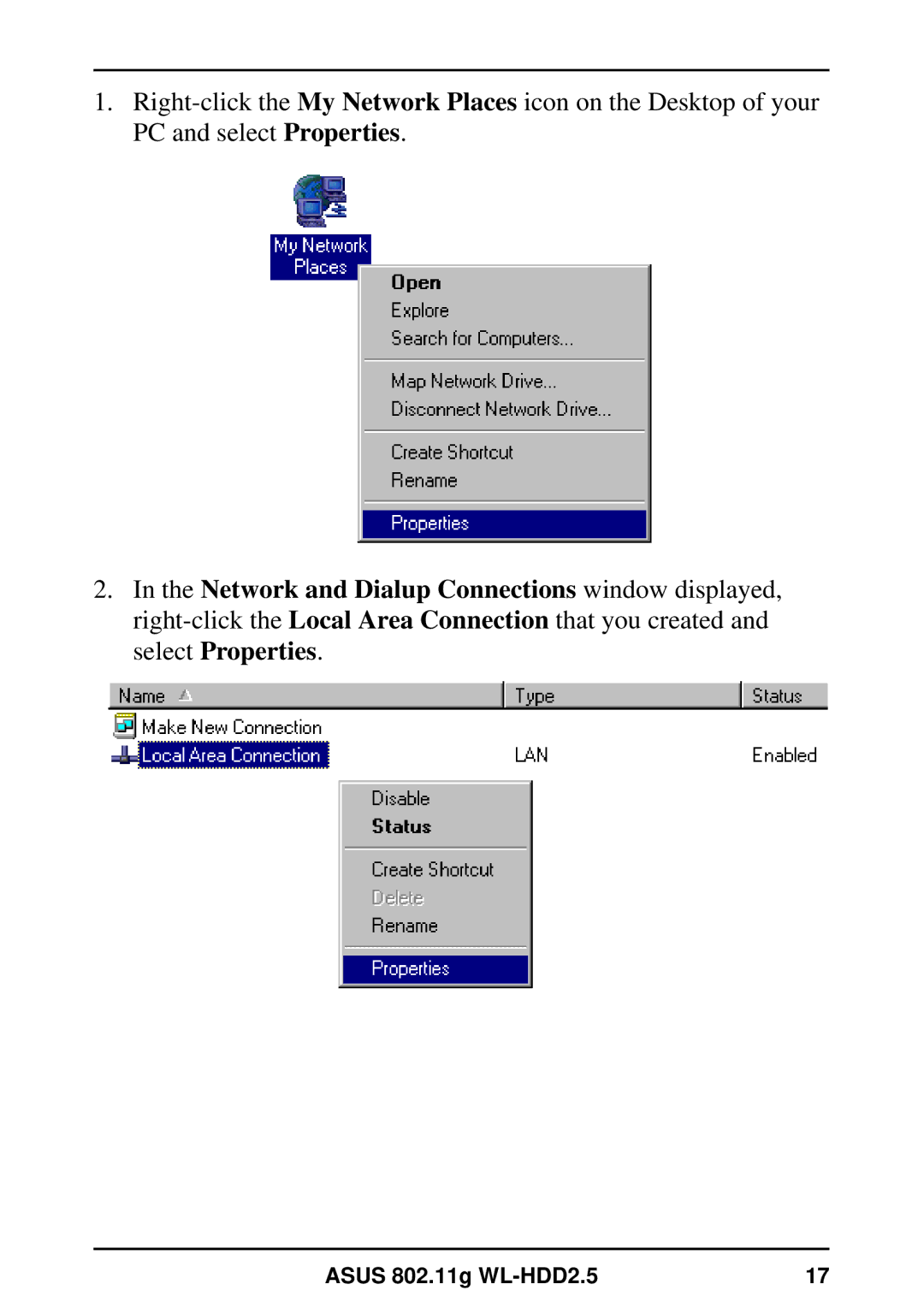 Asus user manual Asus 802.11g WL-HDD2.5 