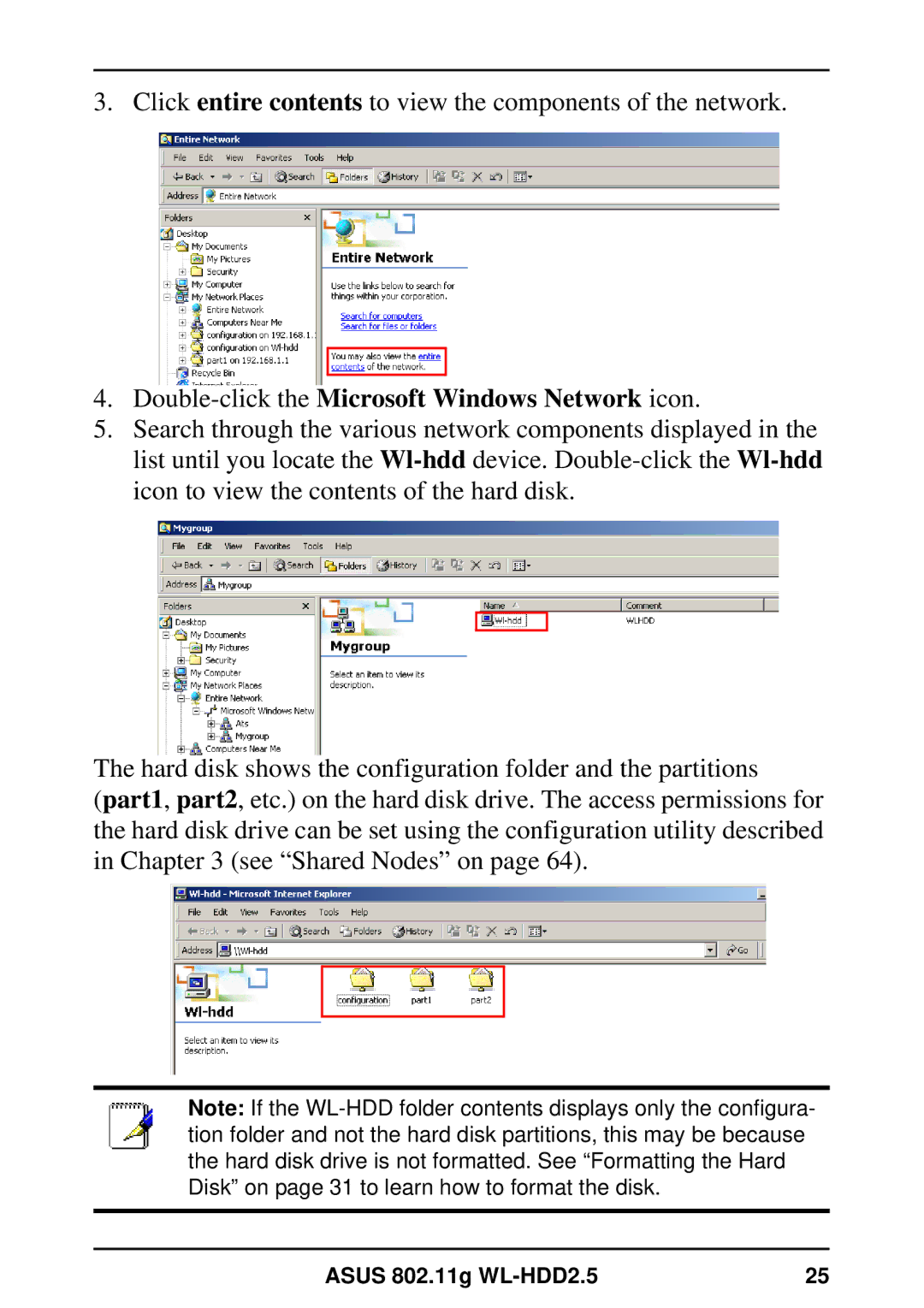 Asus WL-HDD2.5 user manual Double-click the Microsoft Windows Network icon 