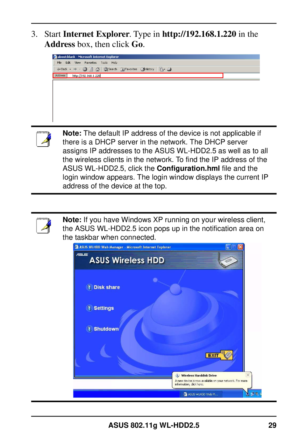 Asus user manual Asus 802.11g WL-HDD2.5 