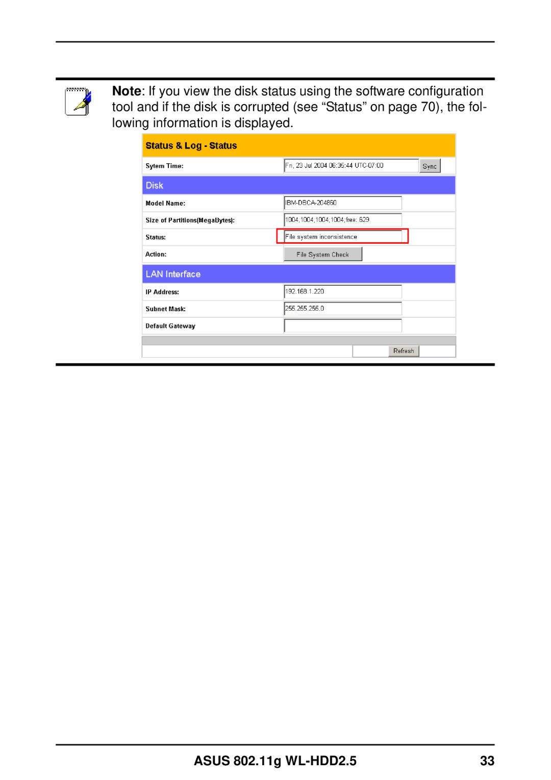 Asus user manual Asus 802.11g WL-HDD2.5 