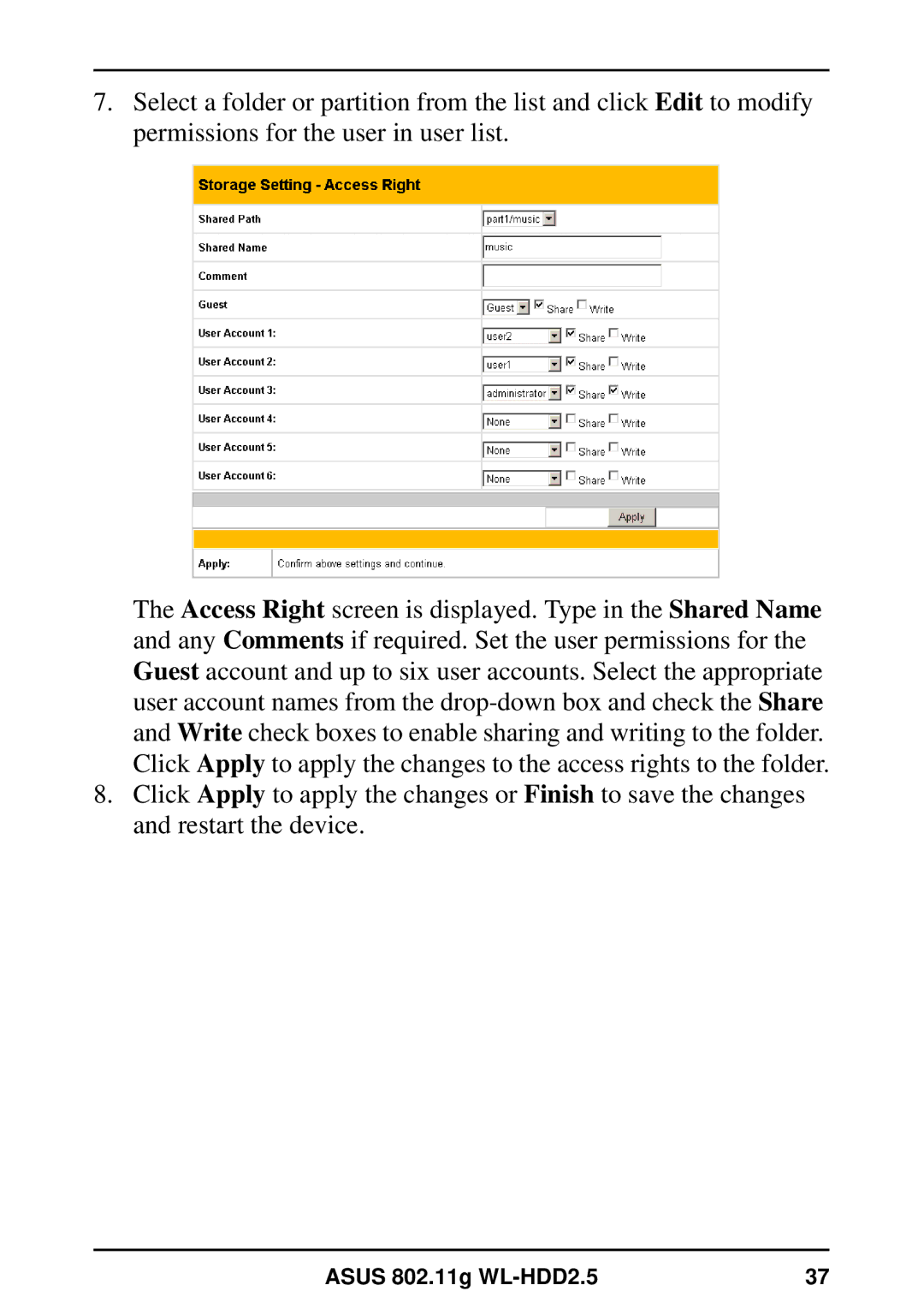 Asus user manual Asus 802.11g WL-HDD2.5 