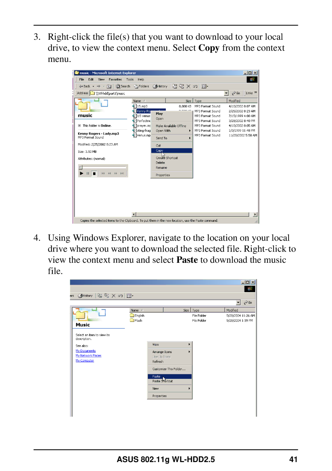 Asus user manual Asus 802.11g WL-HDD2.5 