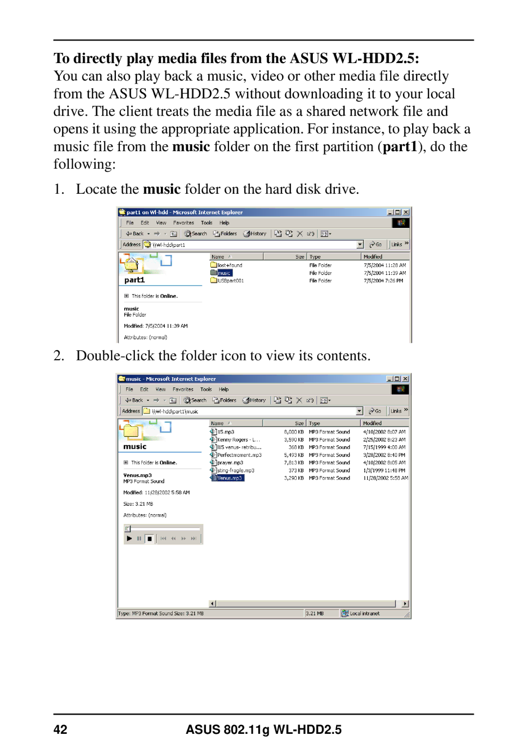 Asus user manual Asus 802.11g WL-HDD2.5 