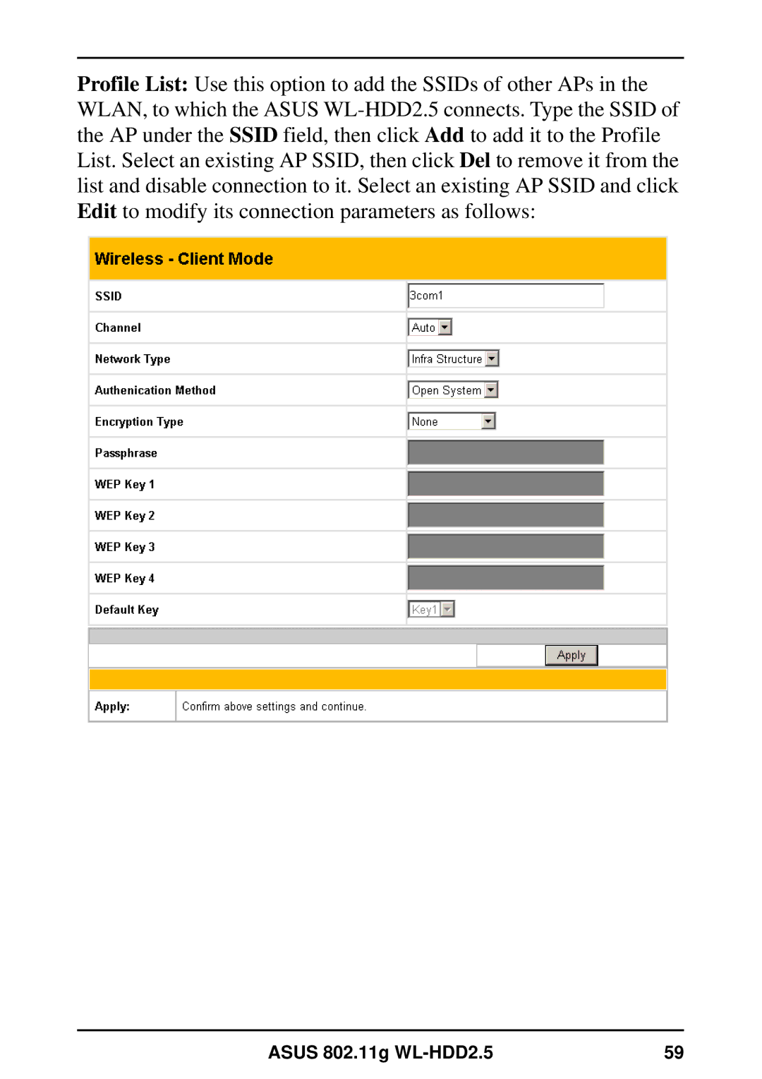 Asus user manual Asus 802.11g WL-HDD2.5 