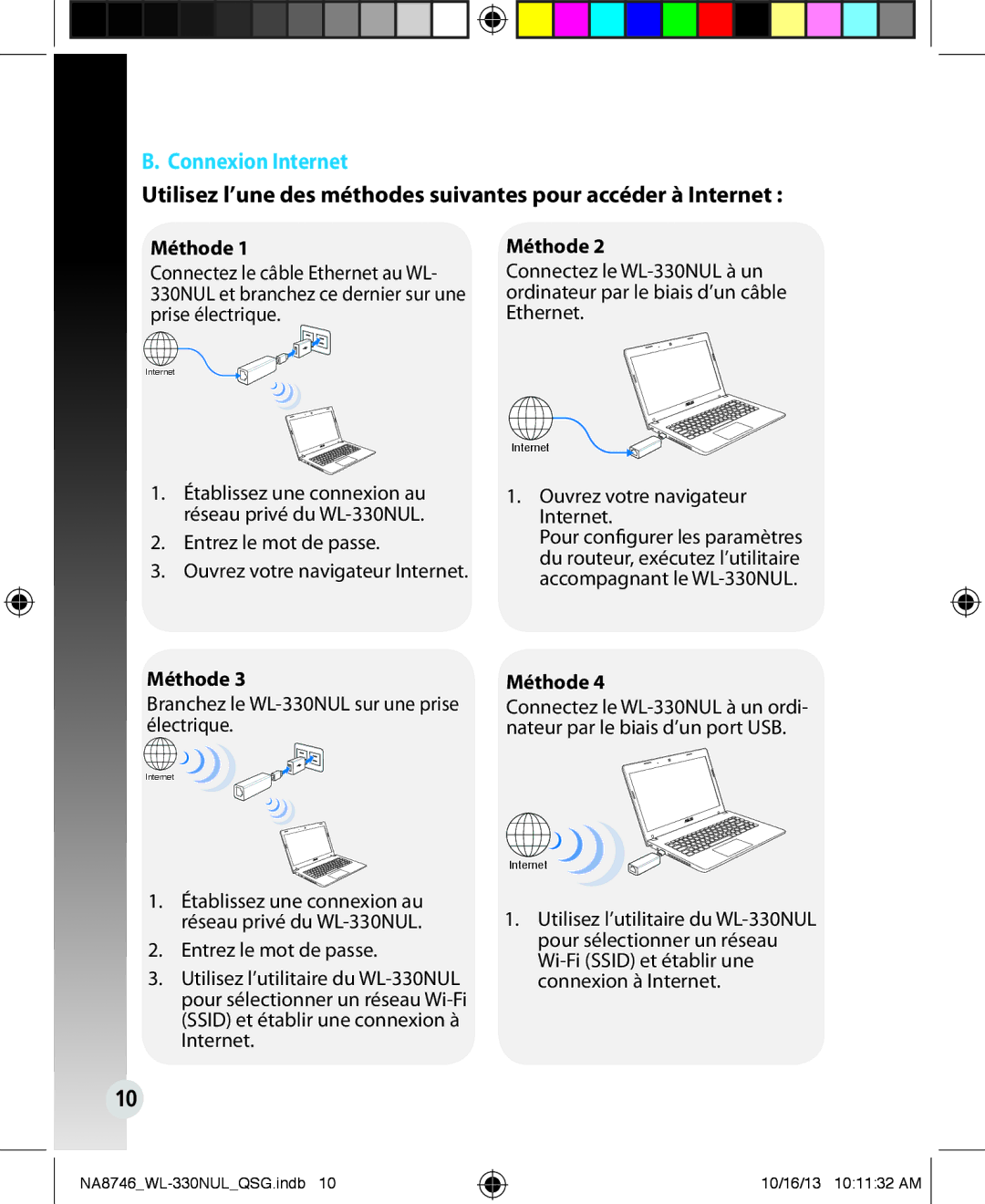 Asus WL330NUL quick start Connexion Internet, Méthode 