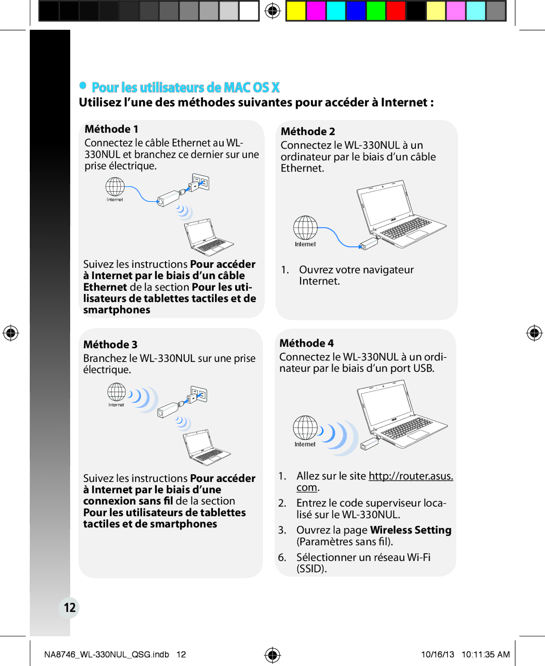 Asus WL330NUL quick start Pour les utilisateurs de MAC OS 