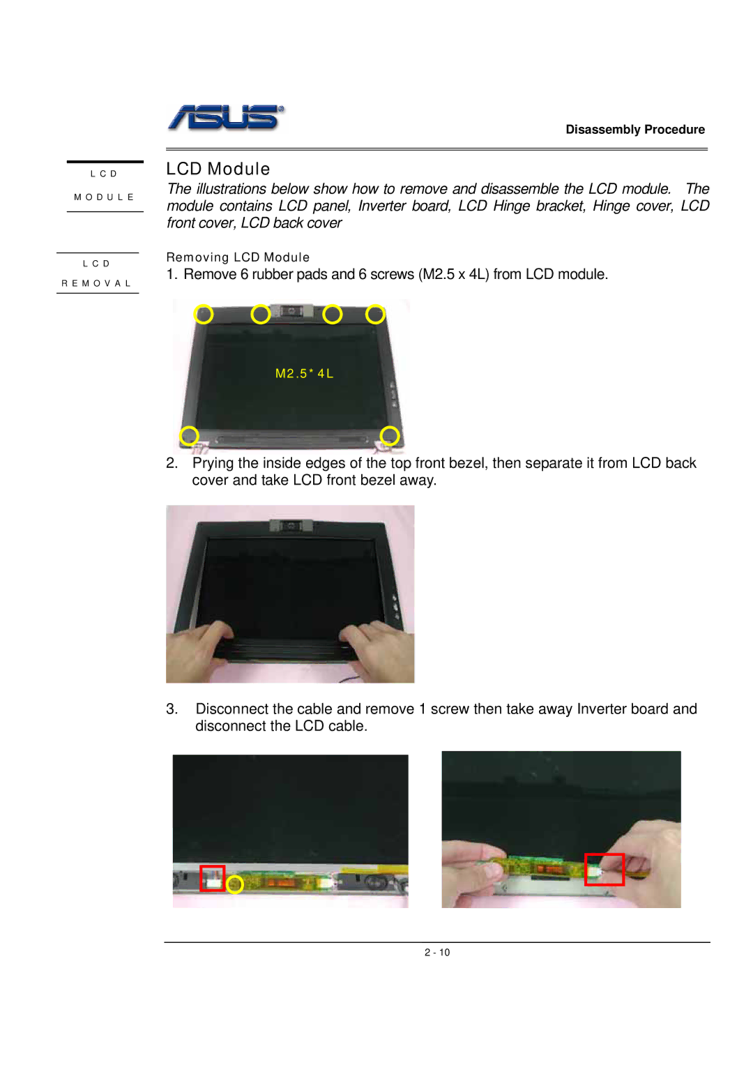 Asus WSF manual LCD Module 