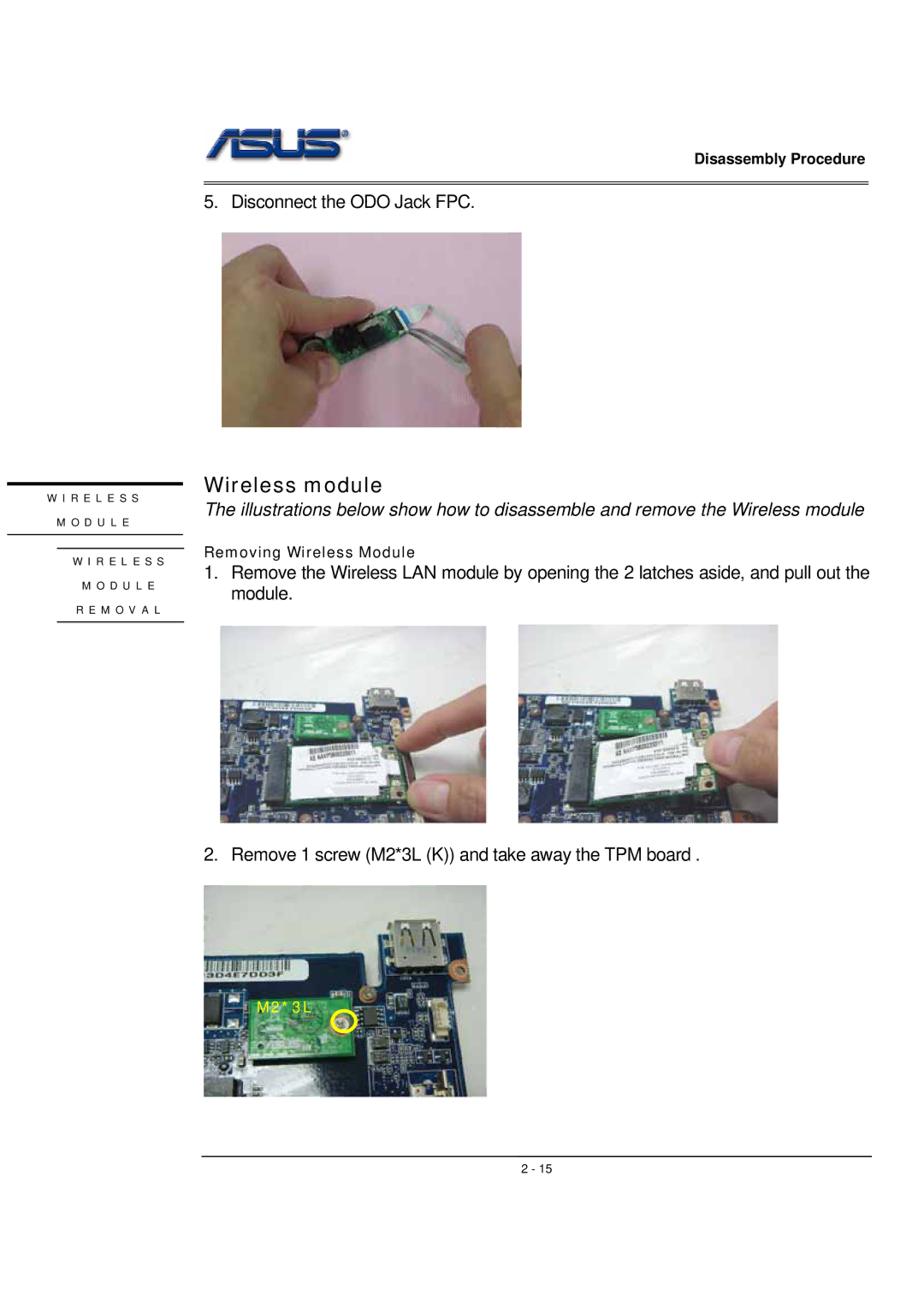 Asus WSF manual Wireless module 