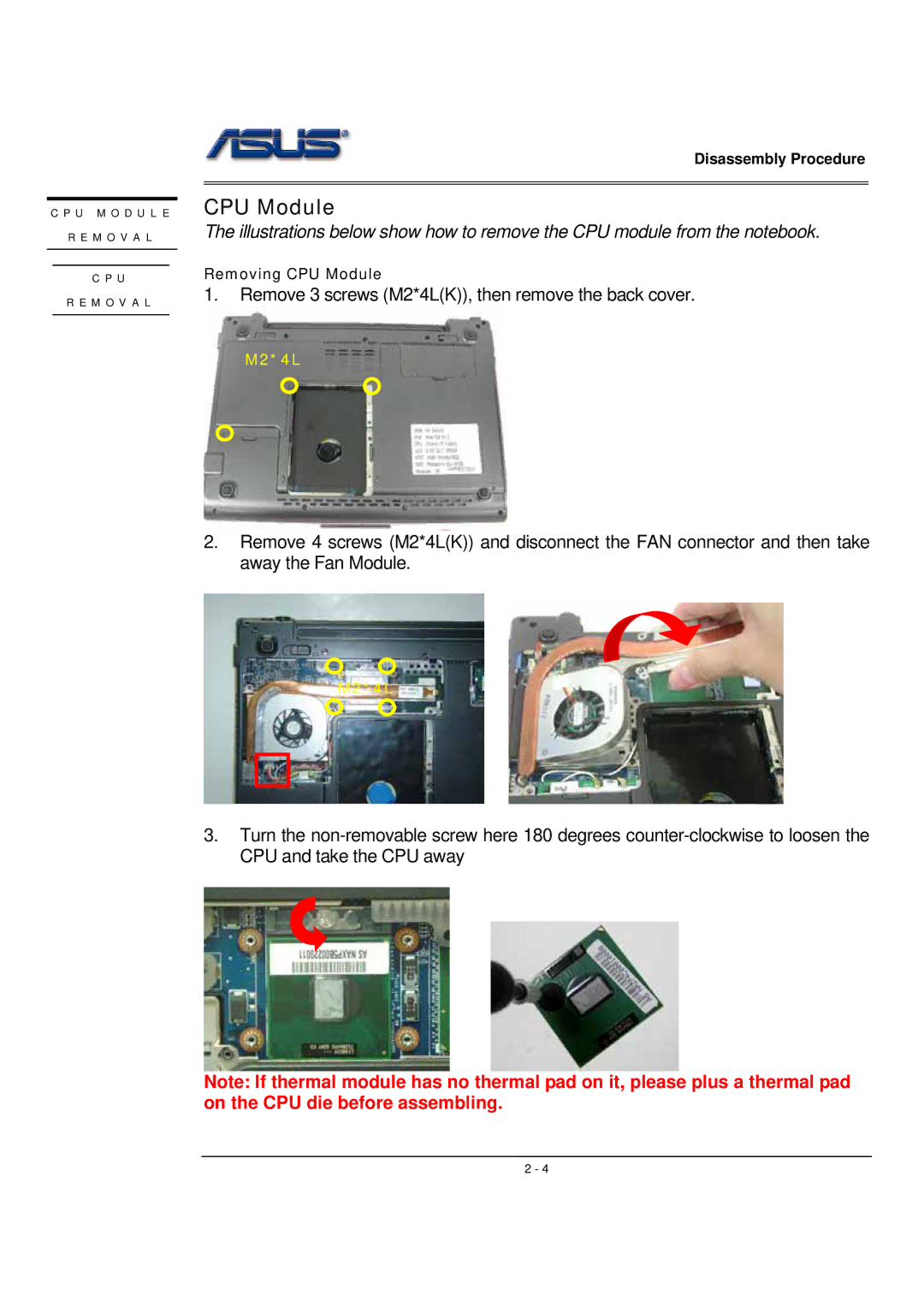 Asus WSF manual CPU Module 