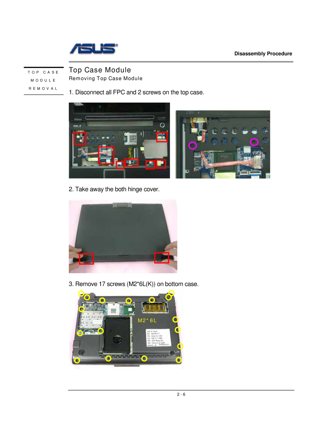 Asus WSF manual Top Case Module 