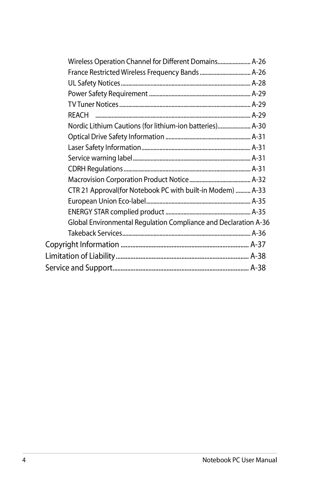 Asus X54C-RB92, X54CRB01 user manual CTR 21 Approvalfor Notebook PC with built-in Modem 