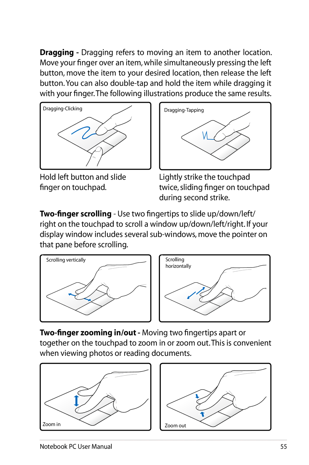 Asus X54C-RB92, X54CRB01 user manual Dragging-Clicking 