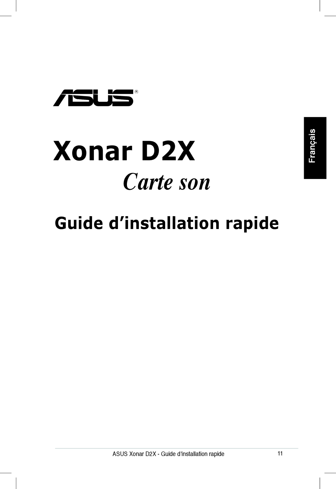 Asus Xonar D2X manual Carte son 