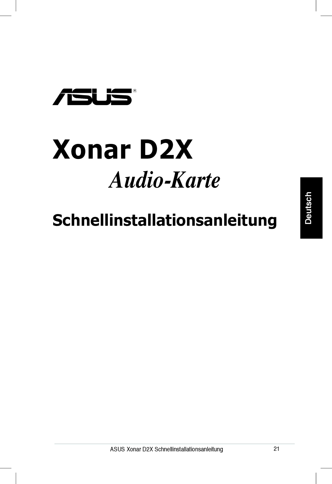 Asus Xonar D2X manual Audio-Karte 