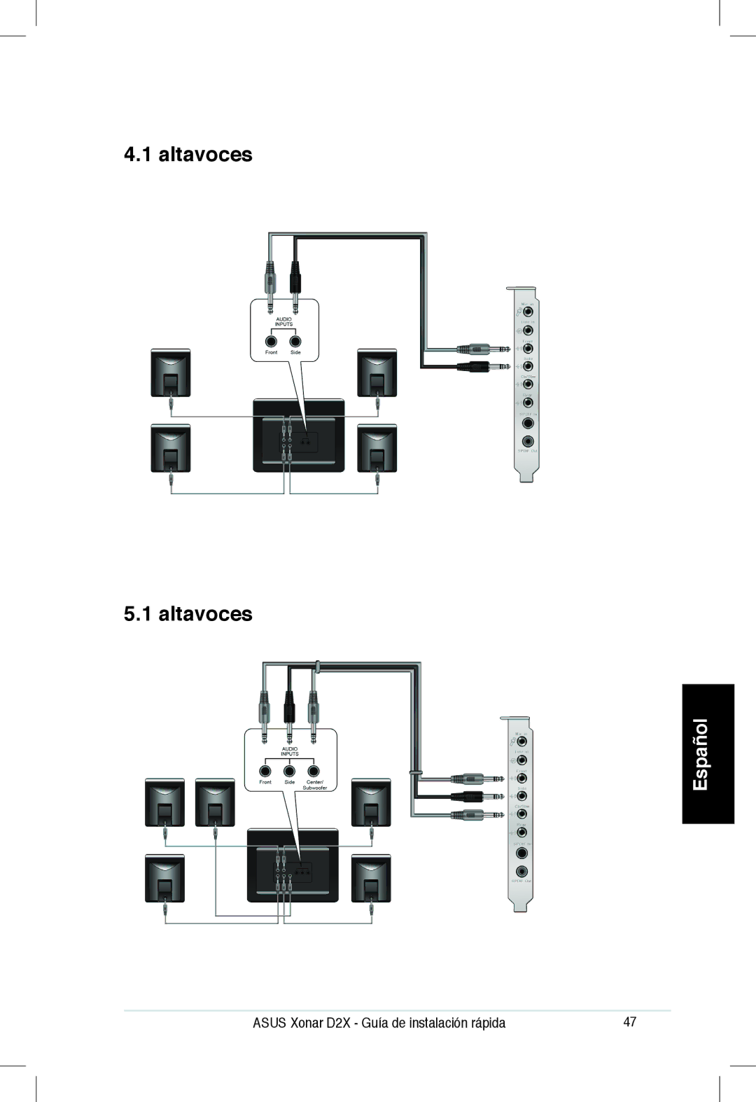 Asus Xonar D2X manual Altavoces 