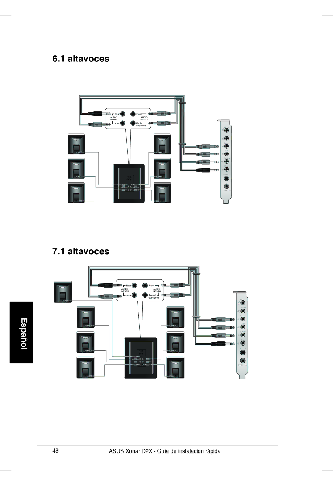 Asus Xonar D2X manual Altavoces 