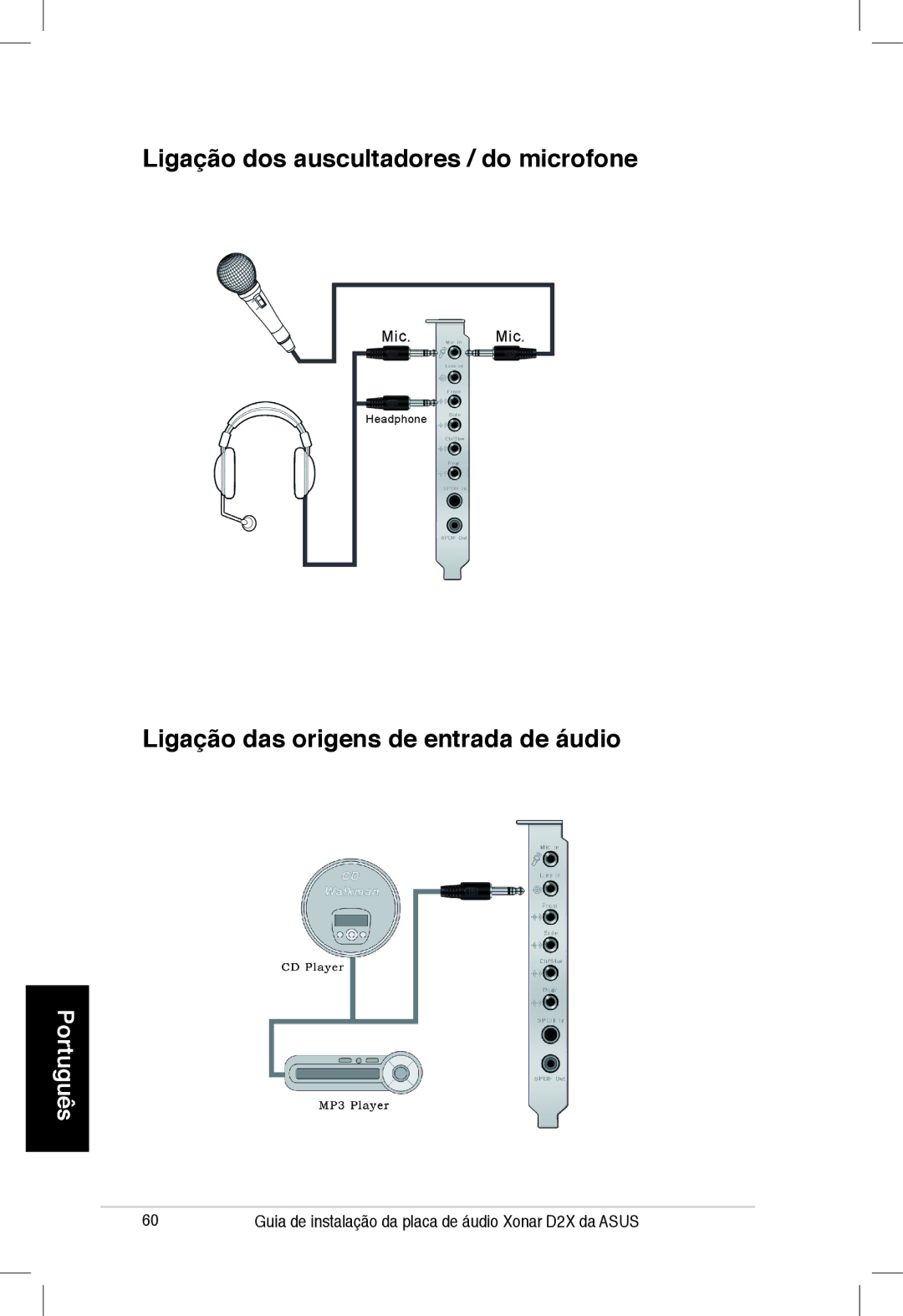 Asus Xonar D2X manual Português 