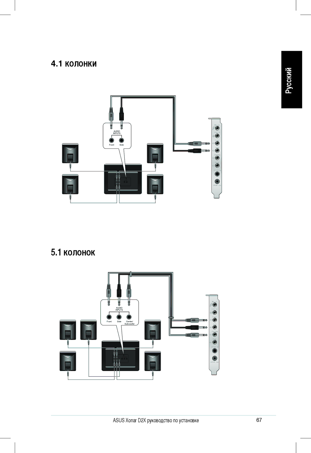 Asus Xonar D2X manual Колонок 