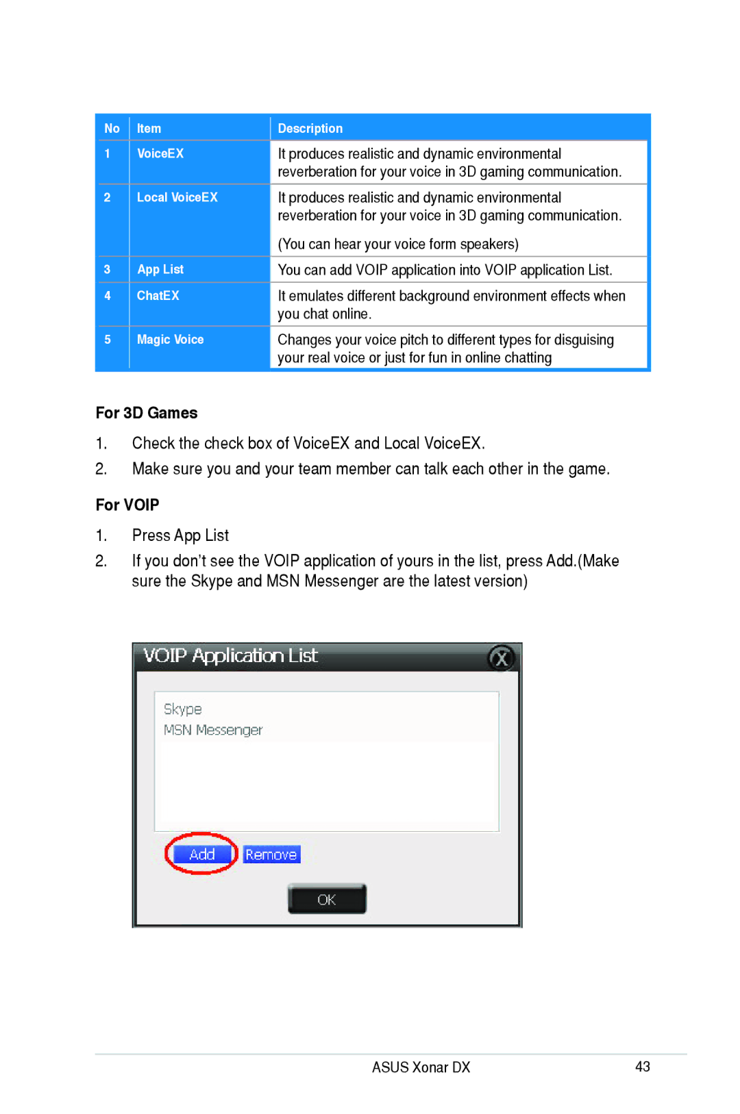 Asus Xonar DX, XONARH6 user manual For 3D Games, For Voip, It produces realistic and dynamic environmental, You chat online 