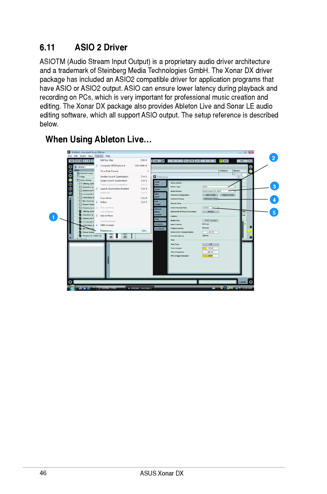 Asus XONARH6, Xonar DX user manual Asio 2 Driver, When Using Ableton Live… 