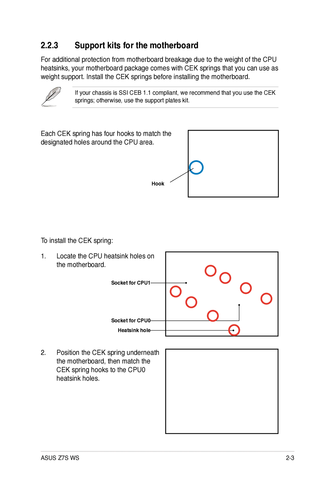 Asus Z7S WS manual Support kits for the motherboard 