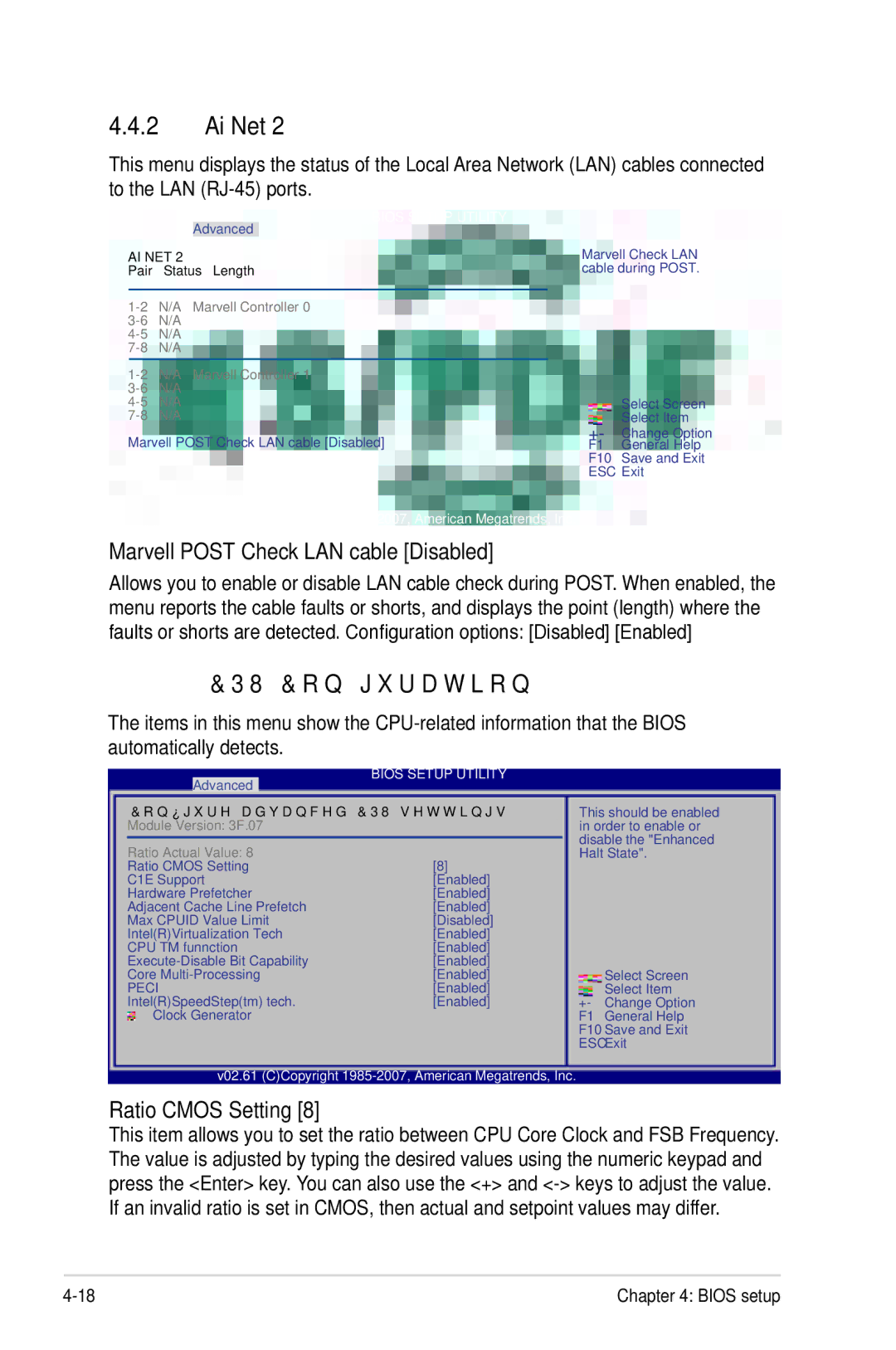 Asus Z7S WS manual Ai Net, CPU Configuration, Marvell Post Check LAN cable Disabled, Ratio Cmos Setting 