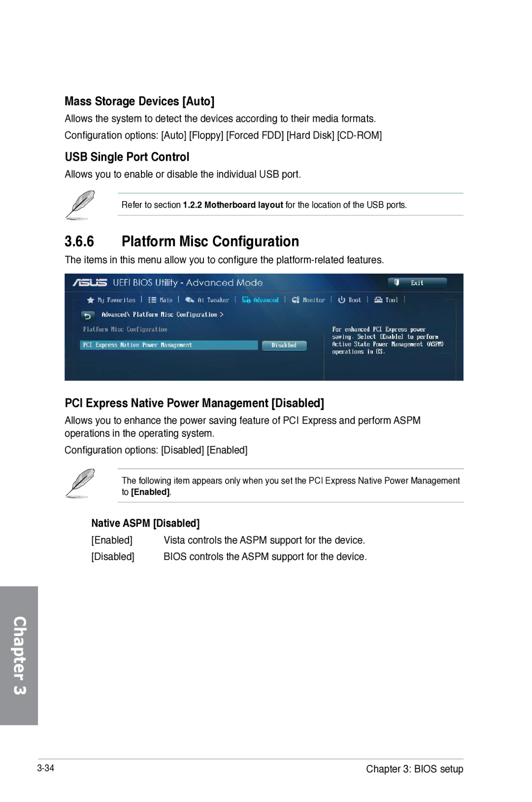 Asus Z87WS, Z87C Platform Misc Configuration, Mass Storage Devices Auto, USB Single Port Control, Native Aspm Disabled 