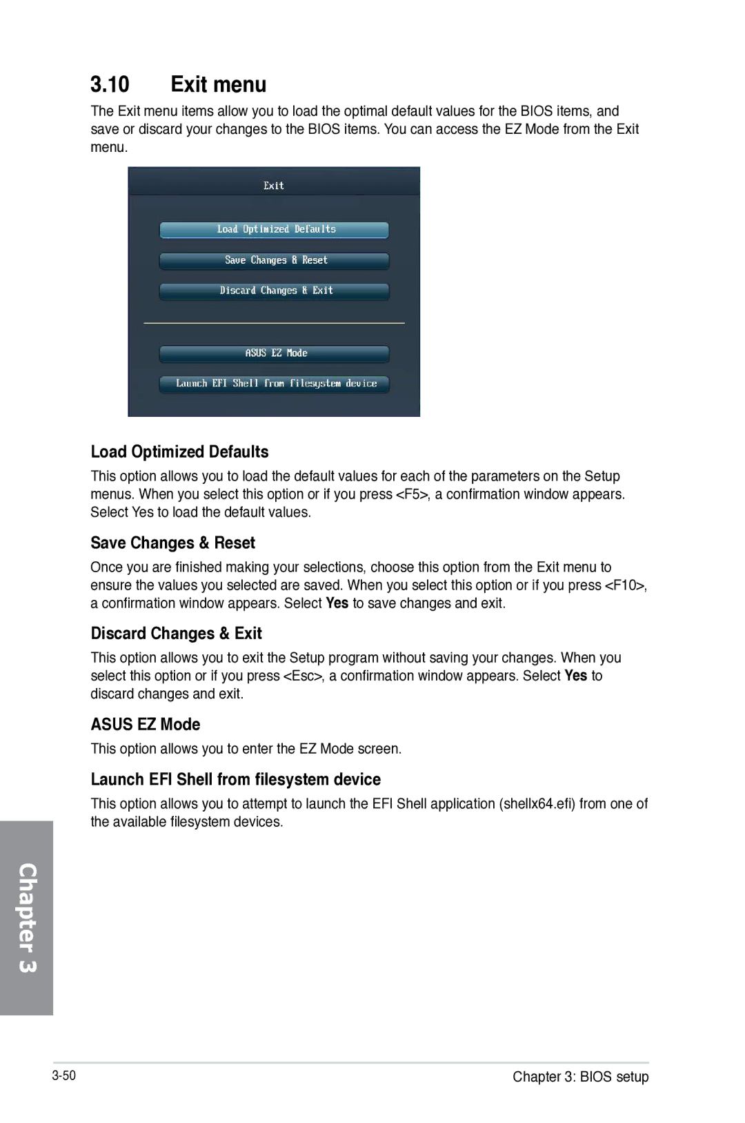 Asus Z87WS, Z87C, Z87-WS, 90SB0390M0AAY0 manual Exit menu 