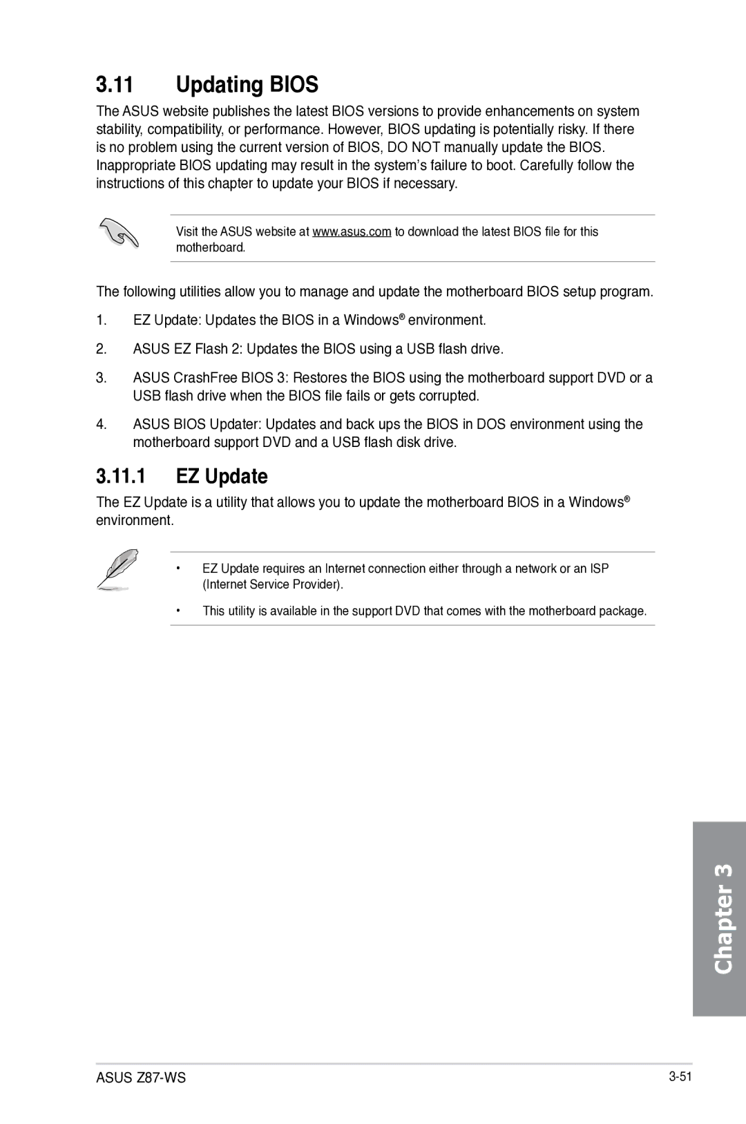 Asus Z87C, Z87WS, Z87-WS, 90SB0390M0AAY0 manual Updating Bios, EZ Update 