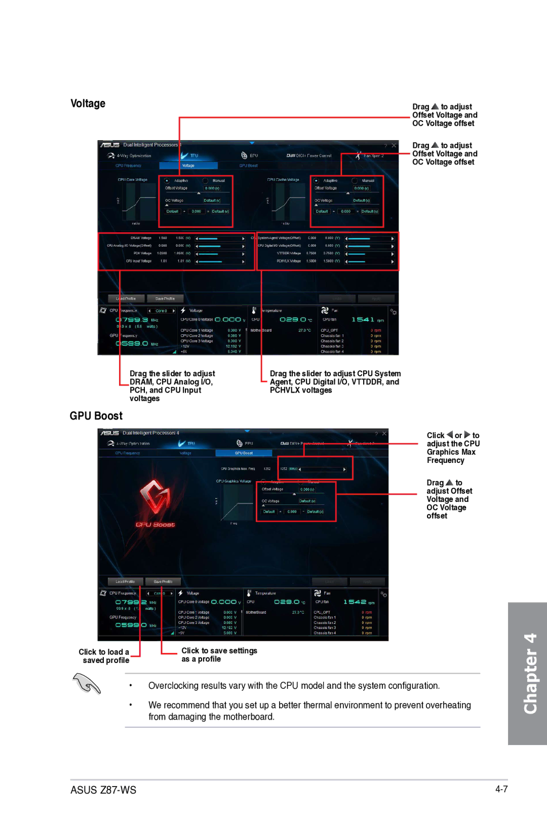 Asus Z87C, Z87WS, Z87-WS, 90SB0390M0AAY0 manual Voltage, GPU Boost 