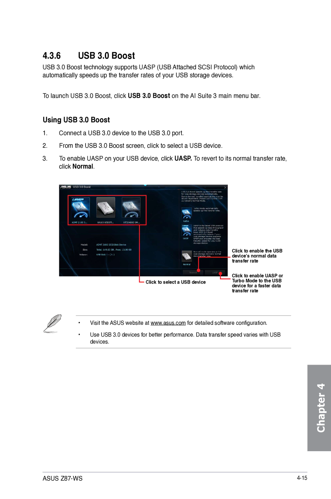 Asus Z87C, Z87WS, Z87-WS, 90SB0390M0AAY0 manual Using USB 3.0 Boost 