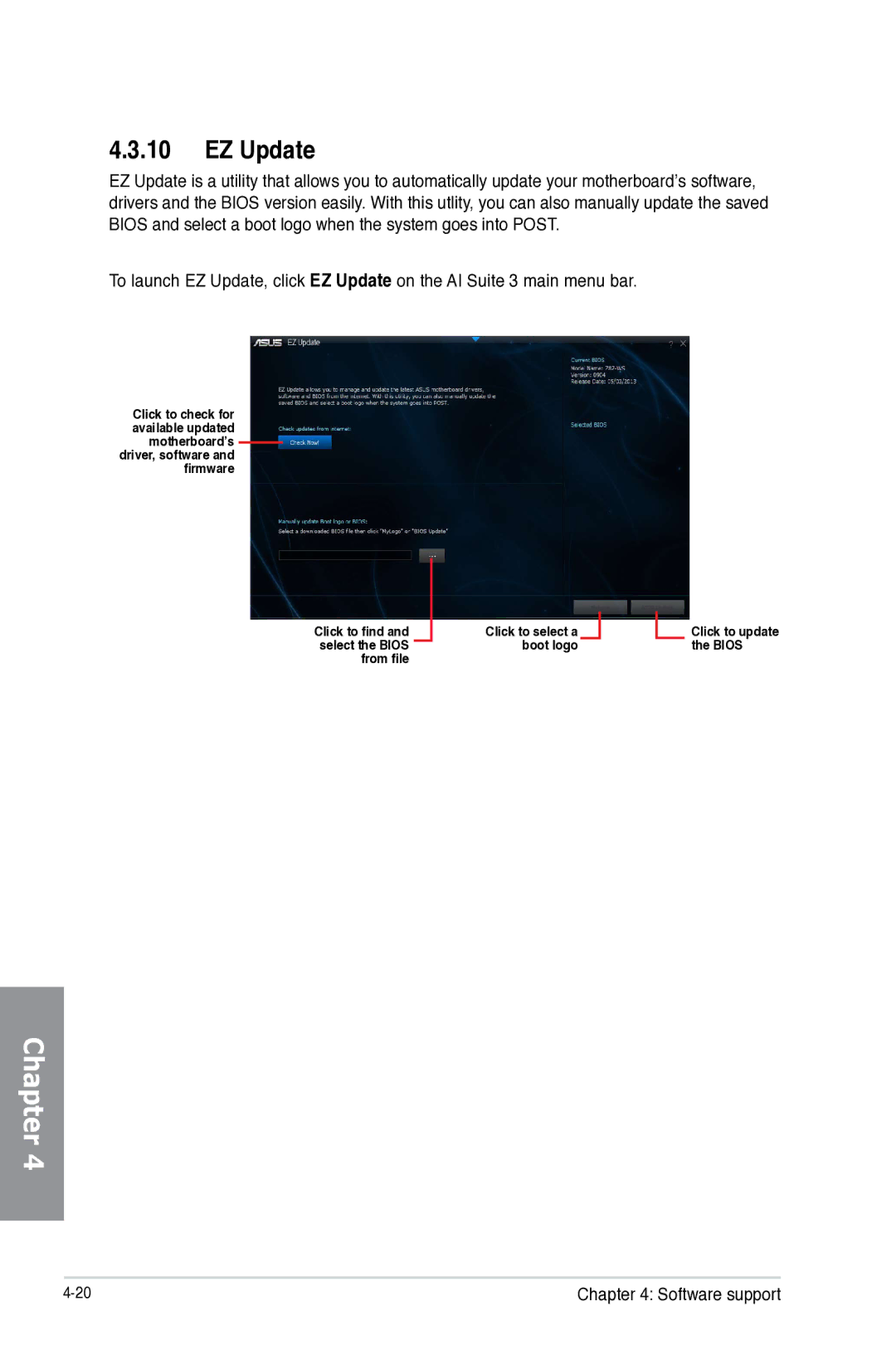 Asus Z87-WS, Z87WS, Z87C, 90SB0390M0AAY0 manual EZ Update 