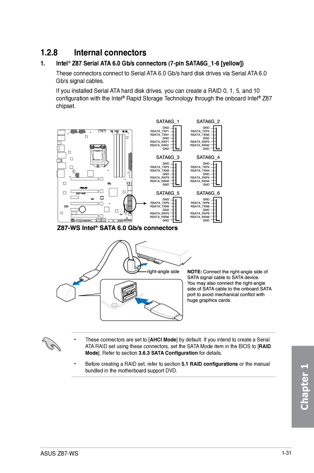 Asus 90SB0390M0AAY0, Z87WS, Z87C, Z87-WS manual Internal connectors 