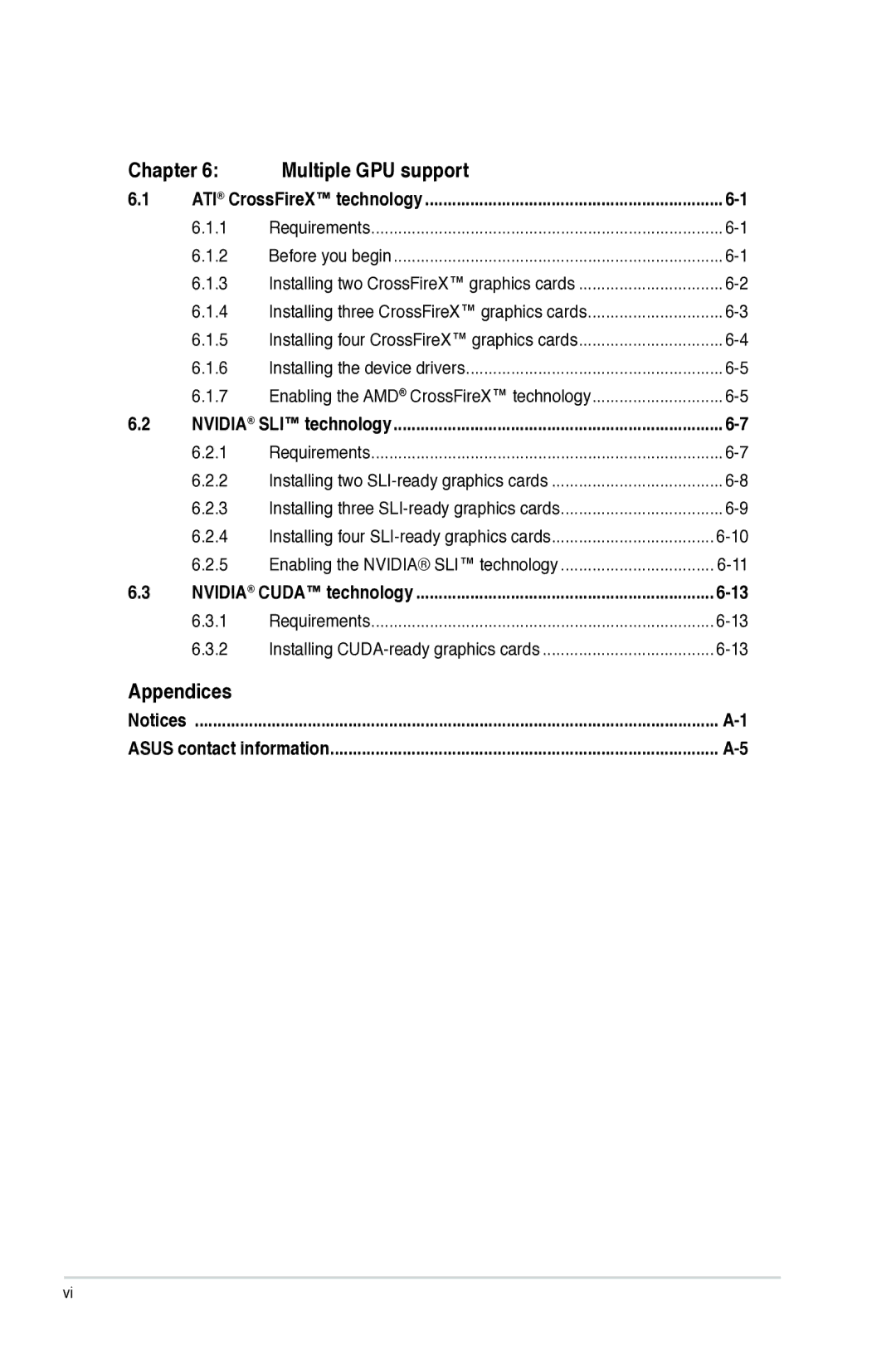 Asus Z87-WS, Z87WS, Z87C, 90SB0390M0AAY0 manual Chapter Multiple GPU support, Appendices 