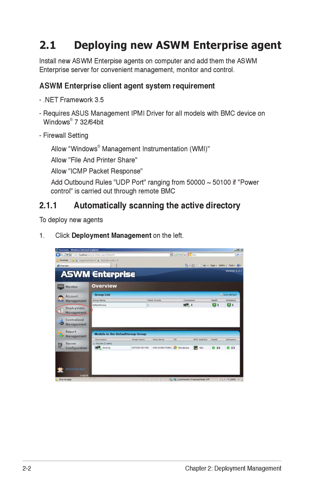 Asus E8083, Z9PAU8, Z9PED162LASMB6IKVM Deploying new Aswm Enterprise agent, Automatically scanning the active directory 