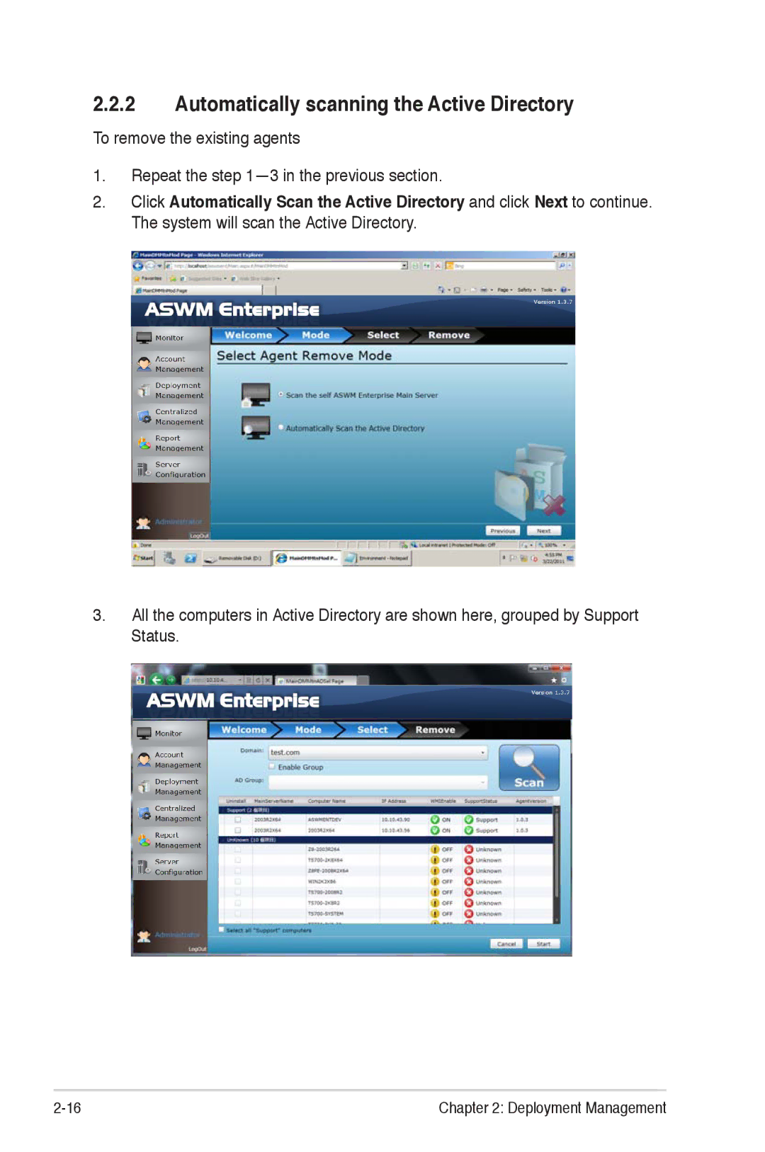 Asus E8083, Z9PAU8, Z9PED162LASMB6IKVM, Z9PED1610GDUAL, Z9PED16ASMB6IKVM, Z9NAD6C Automatically scanning the Active Directory 