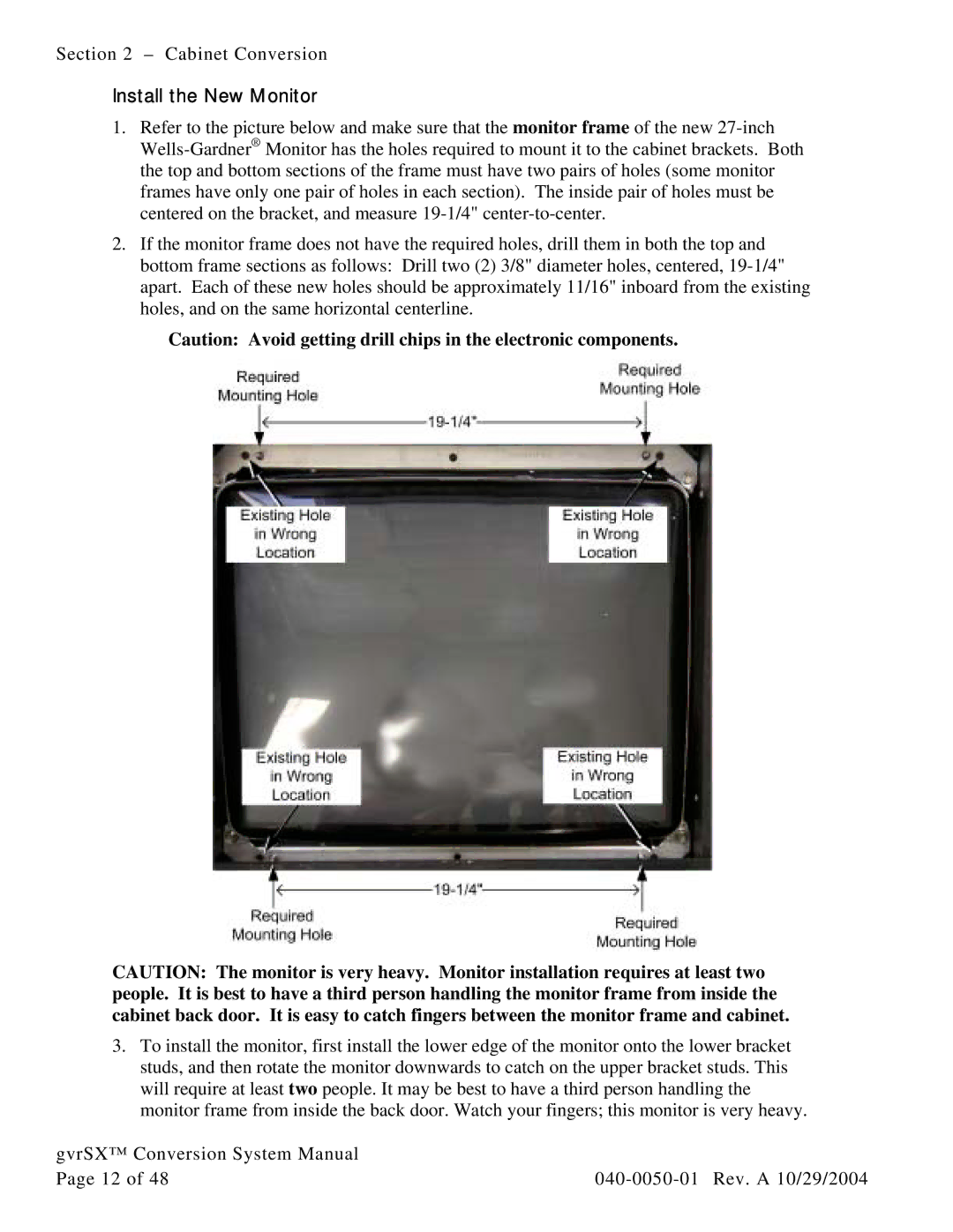 Atari 040-0050-01 manual Install the New Monitor 