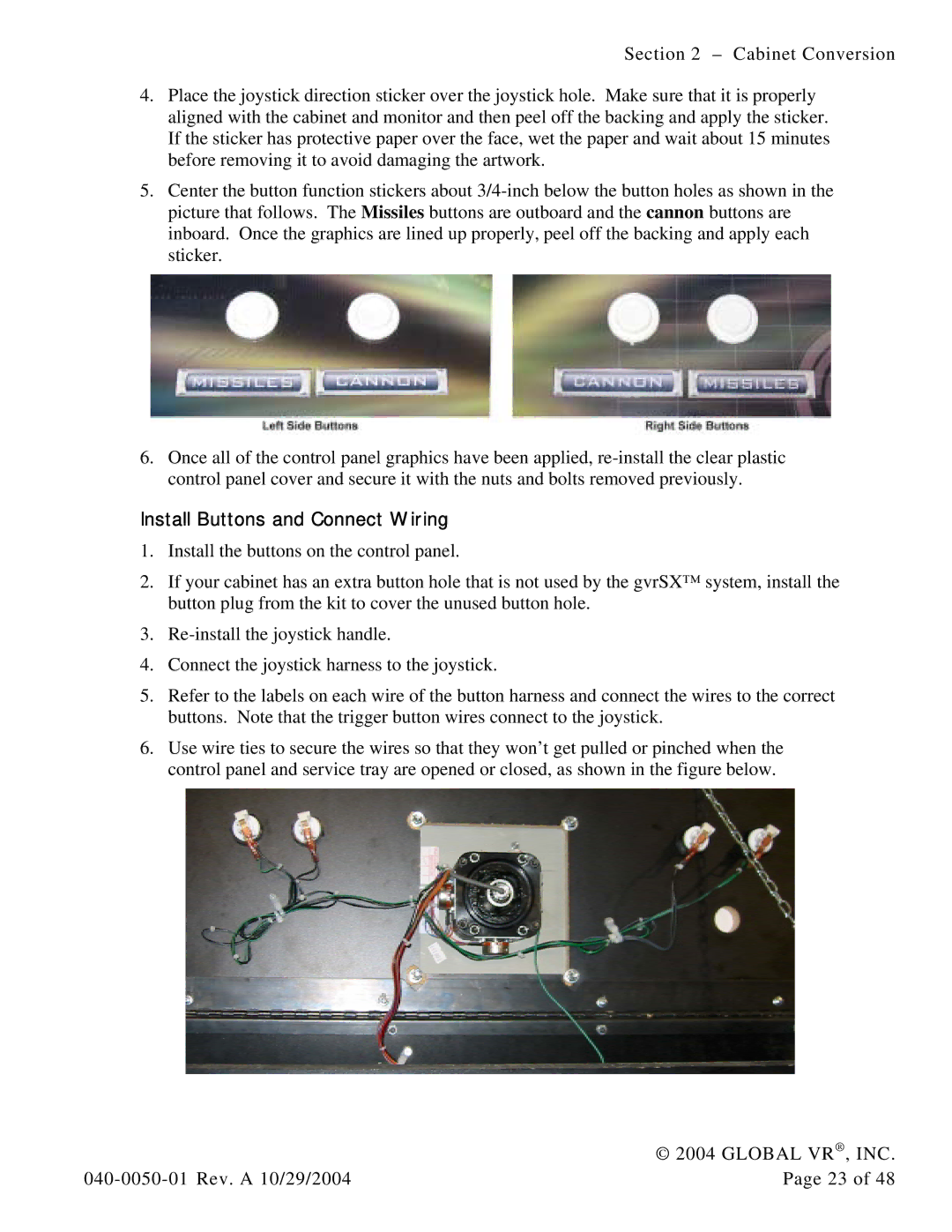 Atari 040-0050-01 manual Install Buttons and Connect Wiring 