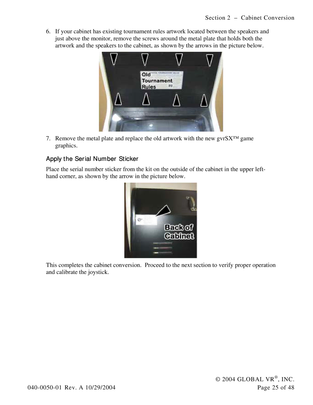 Atari 040-0050-01 manual Apply the Serial Number Sticker 