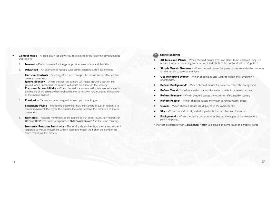 Atari 3 manual Scenic Settings 