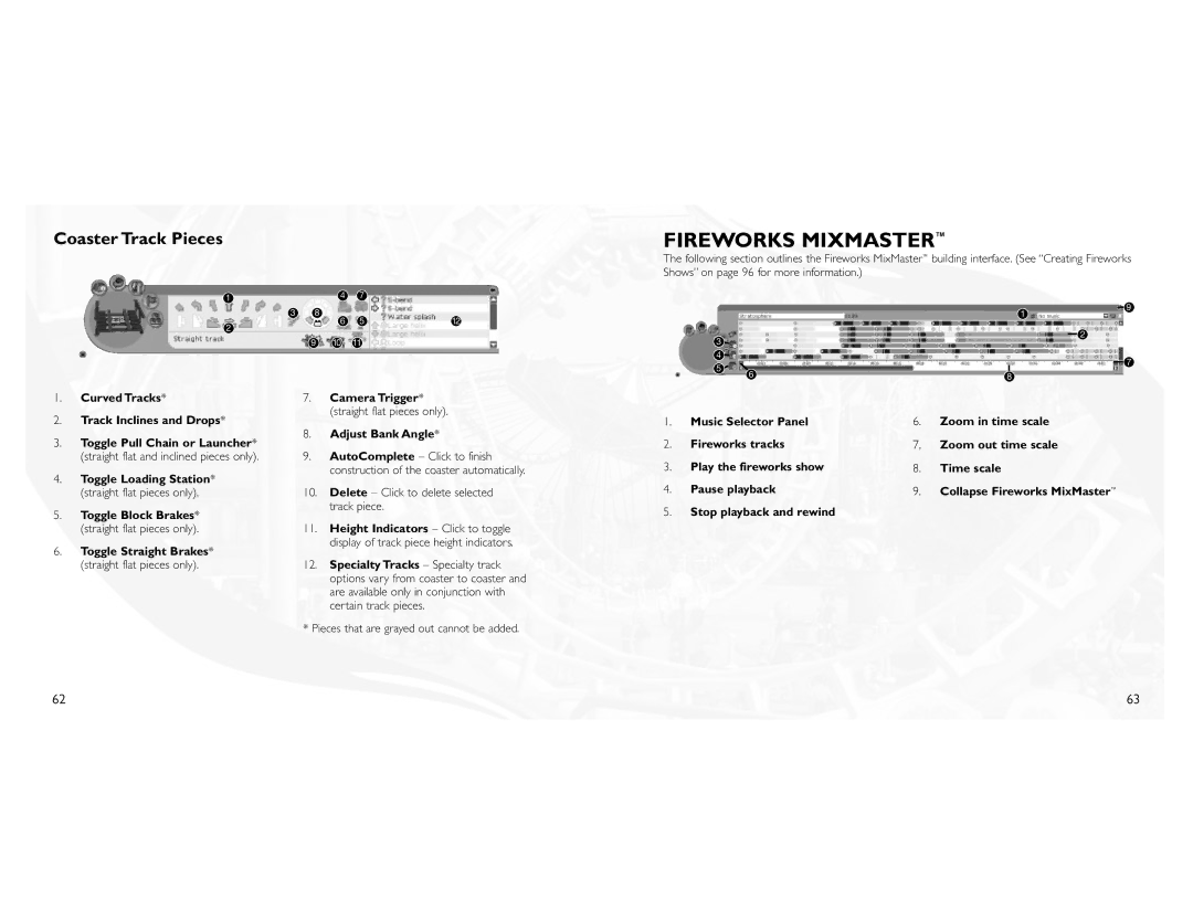 Atari 3 manual Fireworks Mixmaster, Coaster Track Pieces 