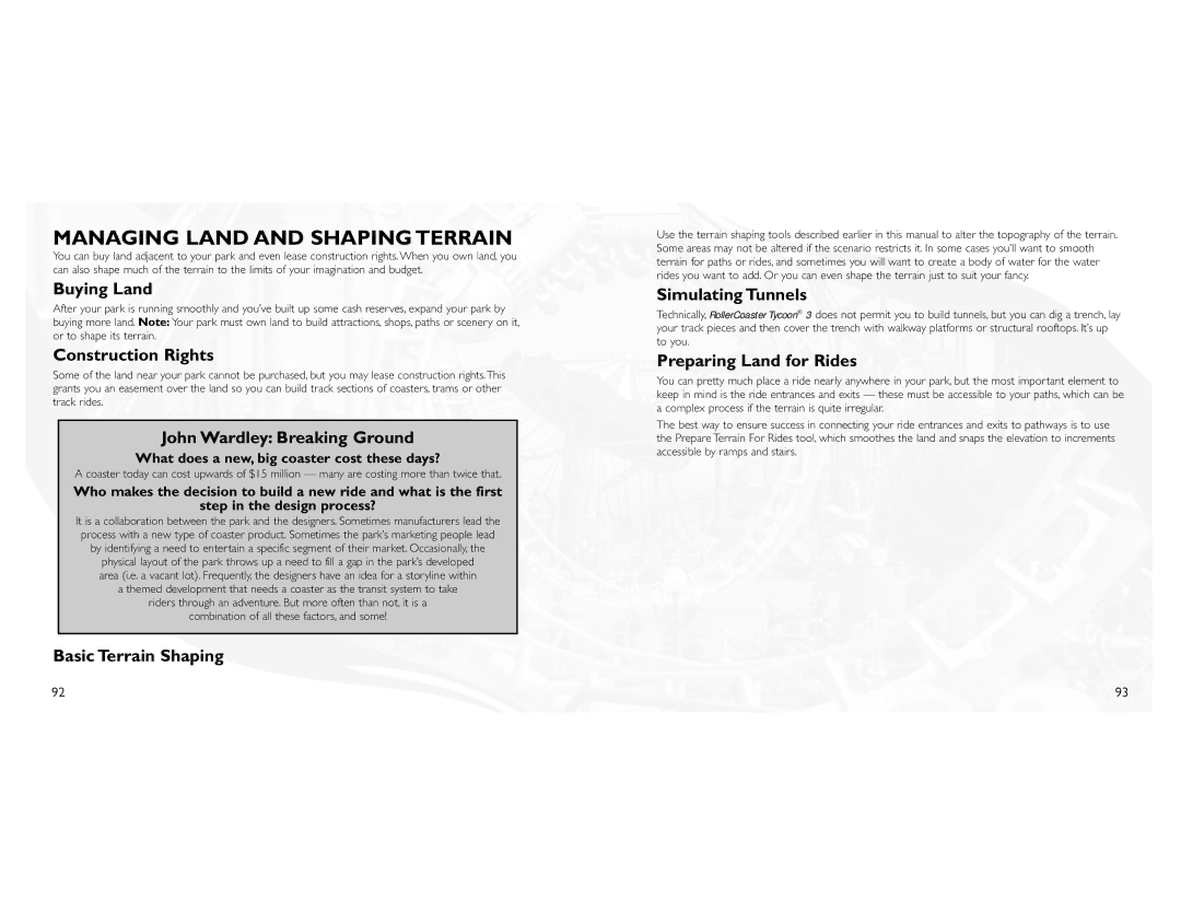 Atari 3 manual Managing Land and Shaping Terrain 