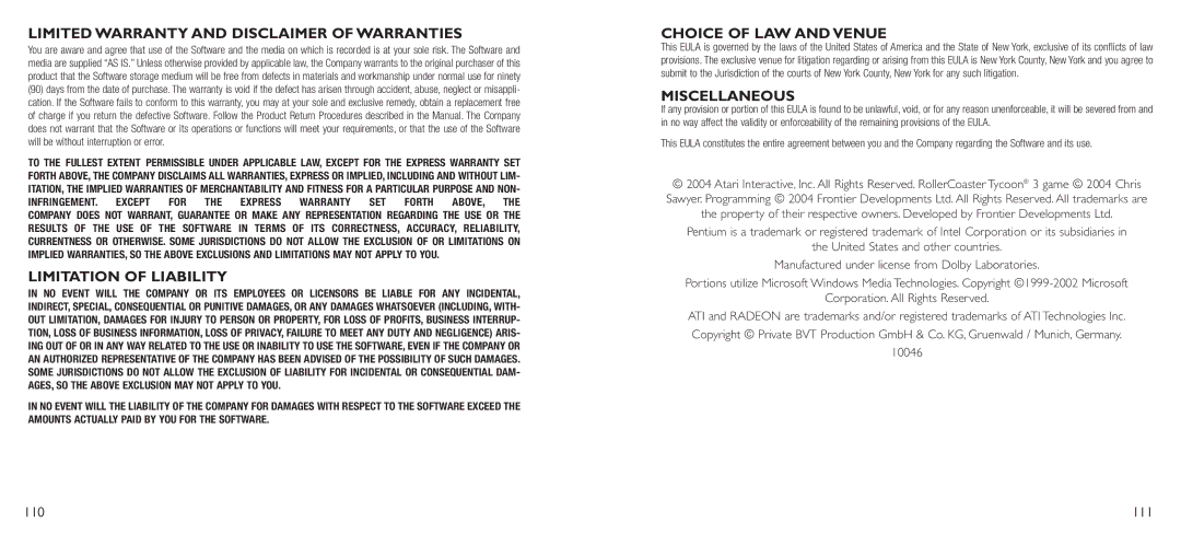 Atari 3 manual Limited Warranty and Disclaimer of Warranties 